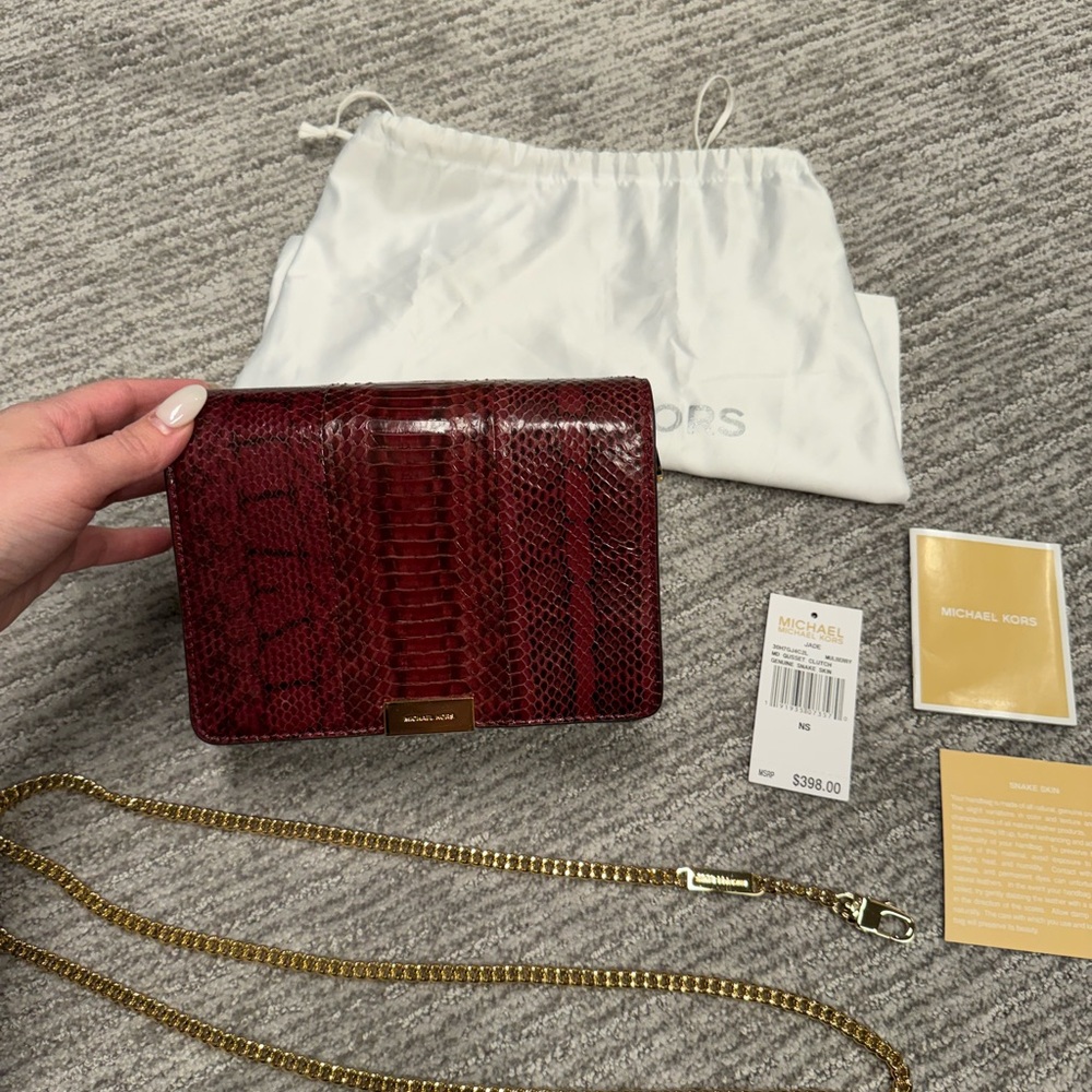 MICHAEL Michael Kors Red Crossbody Bag with Gold Chain